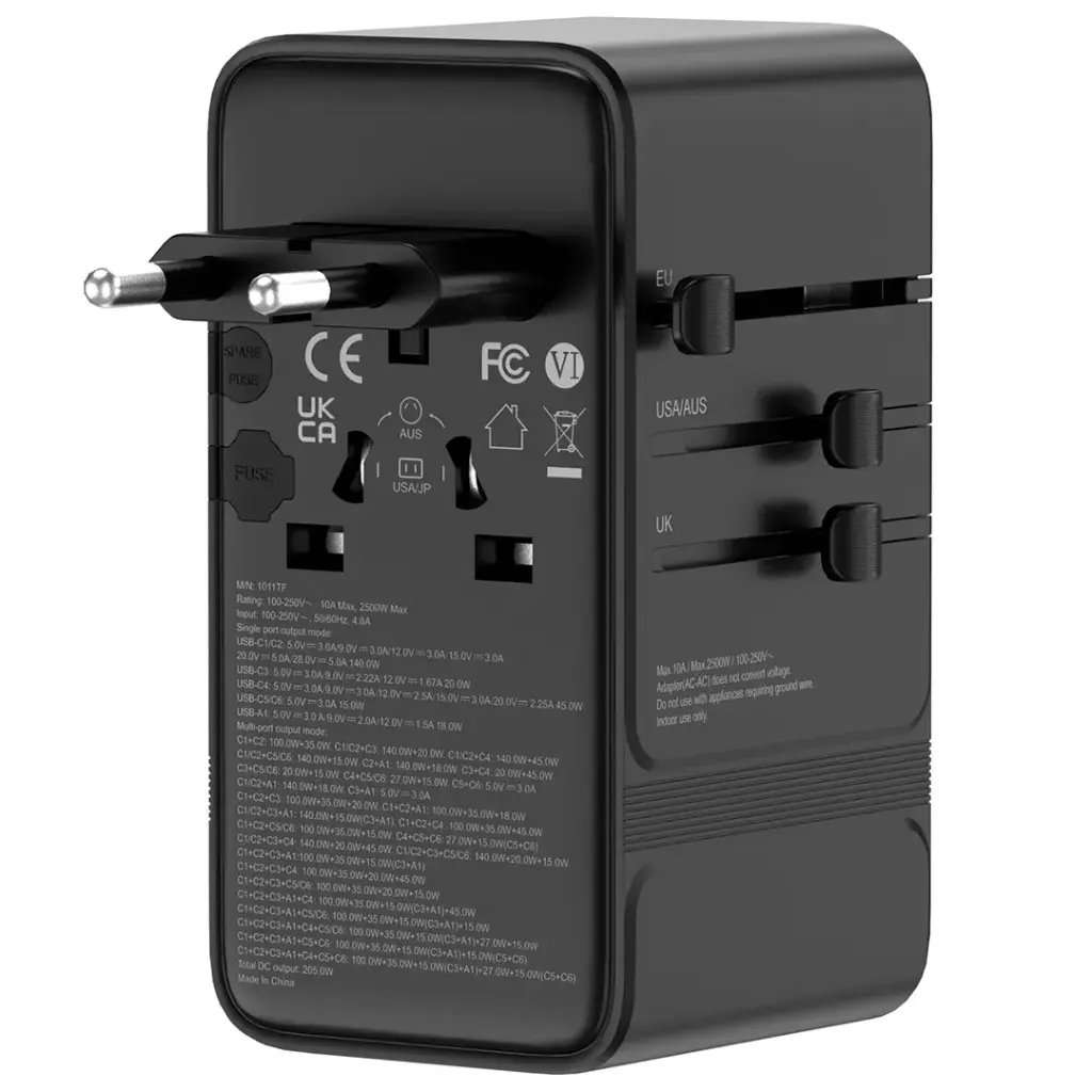 Powerology Spetrova Travel Powerstation PD205W 6x Type-C & 1 USB GaN III Tech - Linkphones Center